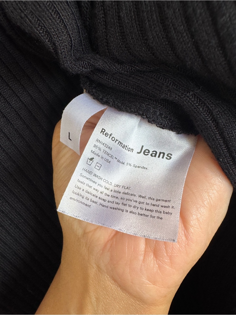 Reformation Black Ribbed Button-Front Jumpsuit - Picture 3 of 5
